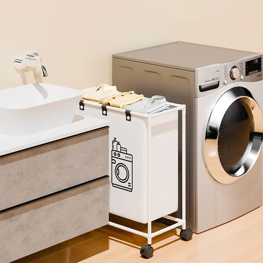 Panier à linge sur roulettes pour vêtements sales en salle de bain – سلة تجميع الملابس الغسيل - Maison - صورة 5