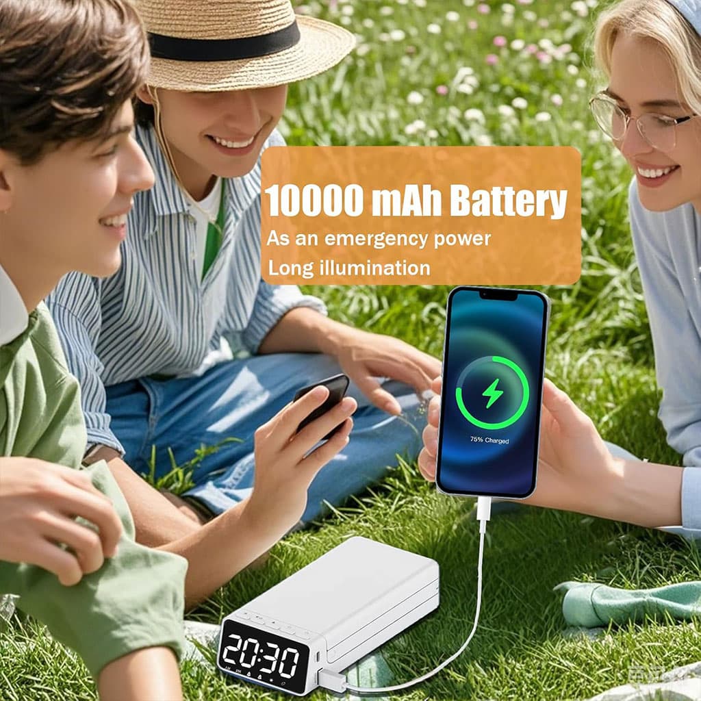Lampe de bureau rechargeable sans fil avec réveil LED et power bank 10 000 mAh – مصباح مكتب ومصباح مع شاحن متنقل - Électronique - صورة 3