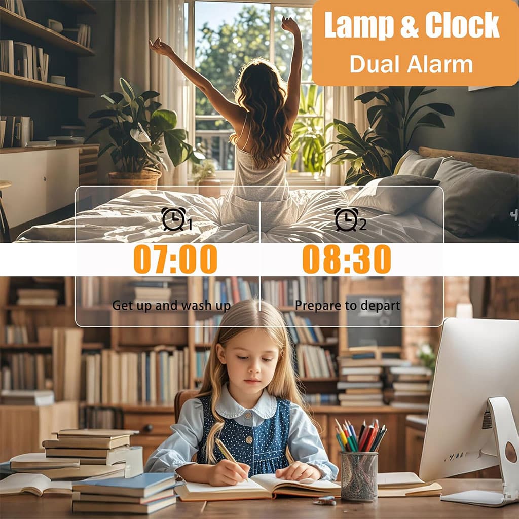 Lampe de bureau rechargeable sans fil avec réveil LED et power bank 10 000 mAh – مصباح مكتب ومصباح مع شاحن متنقل - Électronique - صورة 5