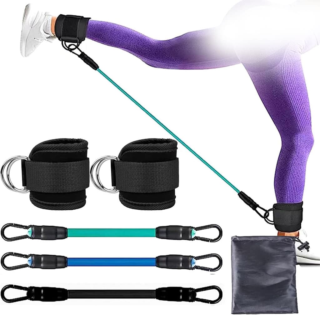 Bandes de résistance pour les jambes avec sangle de cheville 5Pcs – طقم أشرطة تدريب قابلة للتمدد - Sport - صورة 1