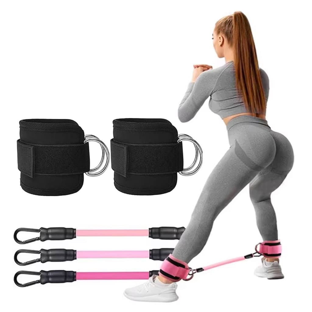 Bandes de résistance pour les jambes avec sangle de cheville 5Pcs – طقم أشرطة تدريب قابلة للتمدد - Sport - صورة 3