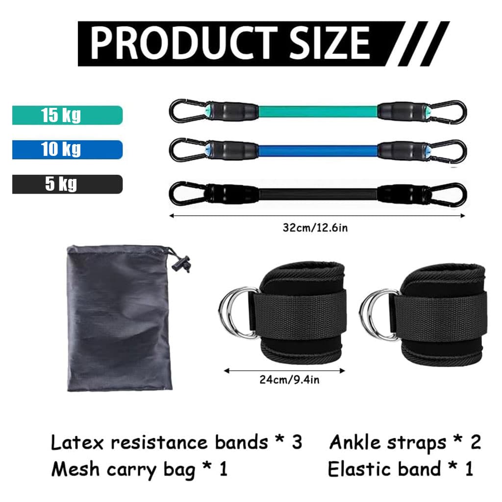 Bandes de résistance pour les jambes avec sangle de cheville 5Pcs – طقم أشرطة تدريب قابلة للتمدد - Sport - صورة 5