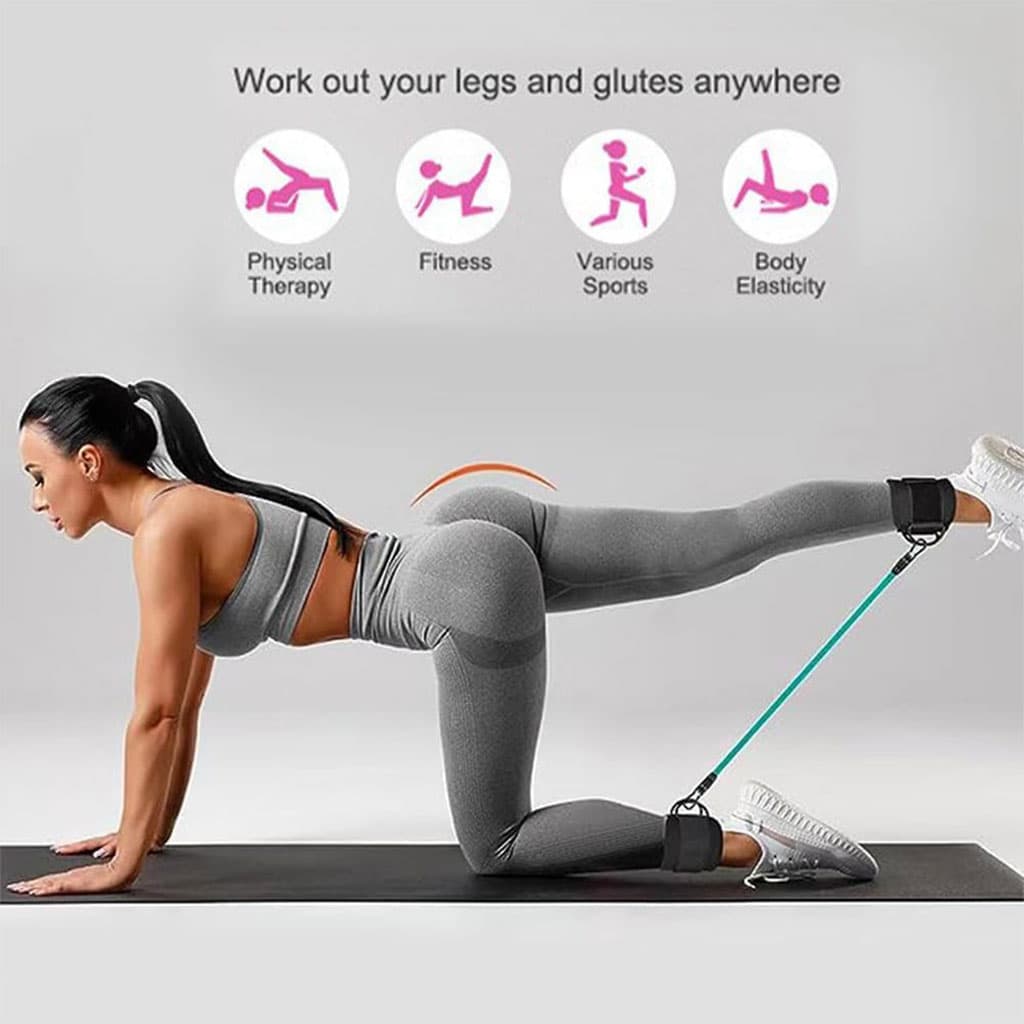 Bandes de résistance pour les jambes avec sangle de cheville 5Pcs – طقم أشرطة تدريب قابلة للتمدد - Sport - صورة 6