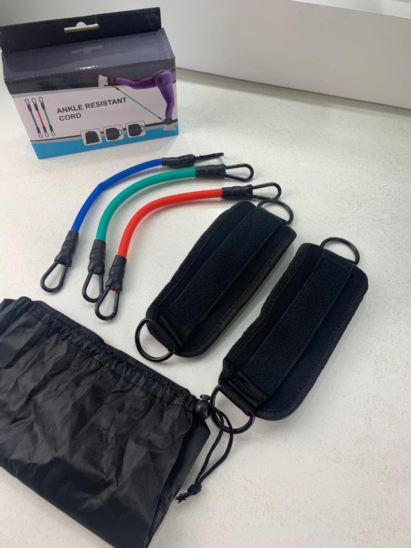Bandes de résistance pour les jambes avec sangle de cheville 5Pcs – طقم أشرطة تدريب قابلة للتمدد - Sport - صورة حقيقية 7