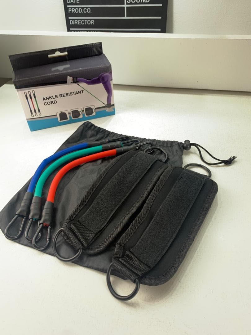 Bandes de résistance pour les jambes avec sangle de cheville 5Pcs – طقم أشرطة تدريب قابلة للتمدد - Sport - صورة حقيقية 9