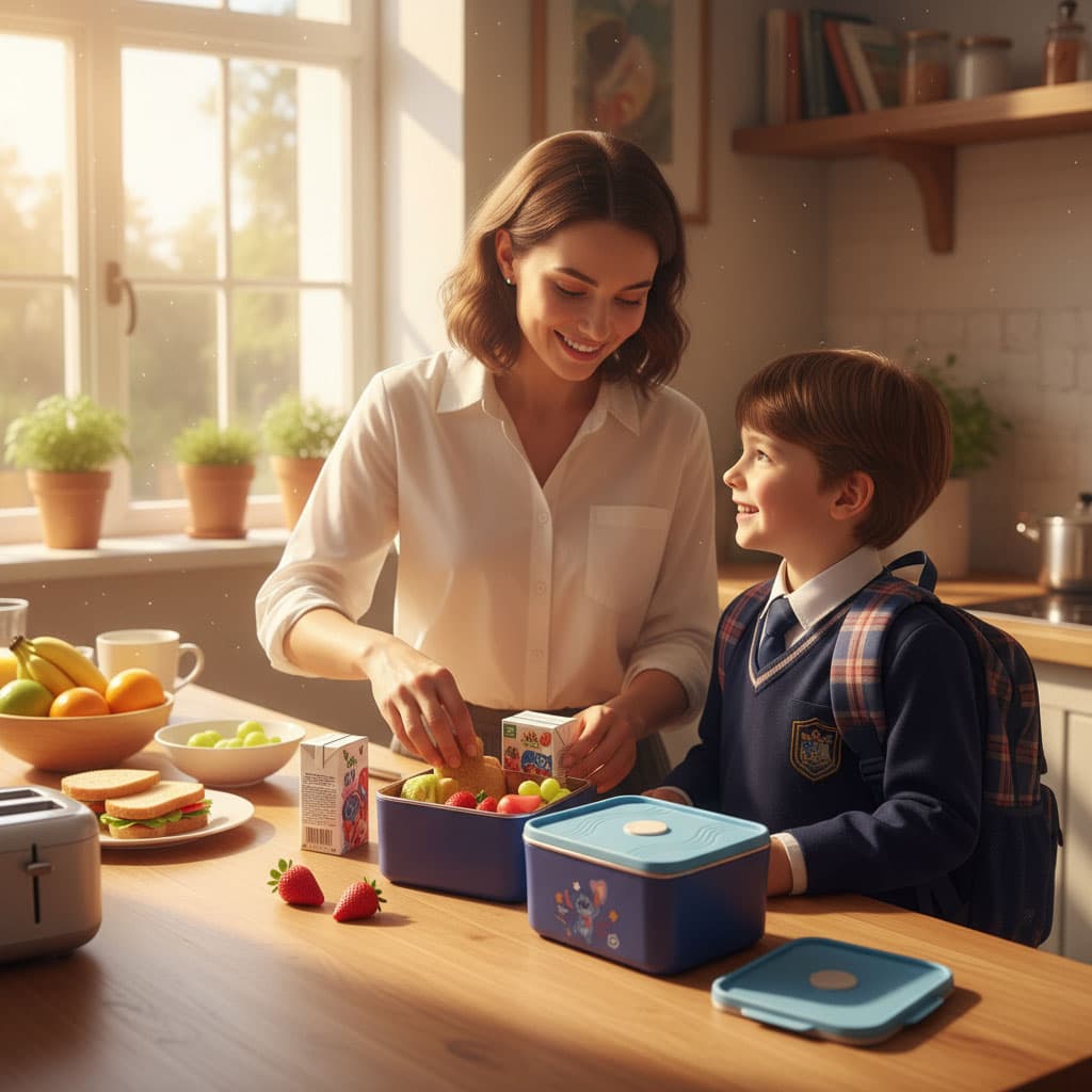 Lunch Box avec Sac Isotherme Design Cartoon 3 Compartiments Alimentaires – حافظة أطعام للأطفال 3 طبقات - Cuisine - صورة 4
