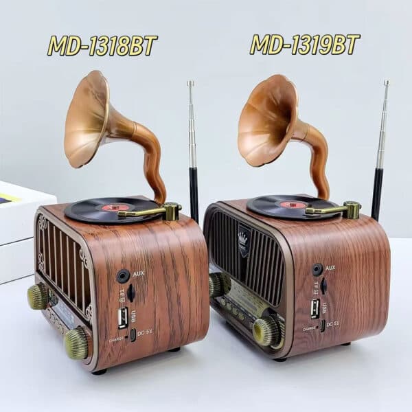 Radio rétro sans fil Bluetooth FM AM SW avec USB TF MD-1319BT – مكبر صوت بلوتوث على شكل راديو - Décoration - صورة 6
