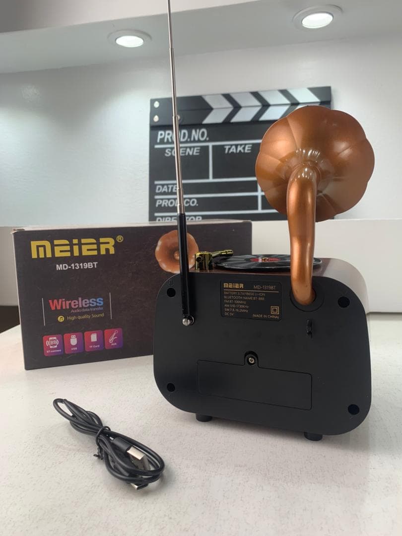 Radio rétro sans fil Bluetooth FM AM SW avec USB TF MD-1319BT – مكبر صوت بلوتوث على شكل راديو - Décoration - صورة حقيقية 11