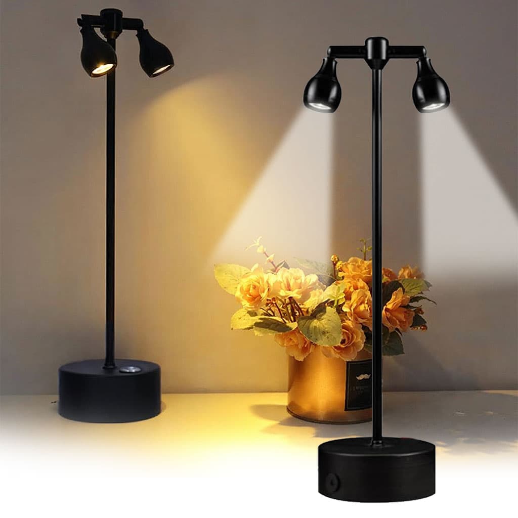 Lampe de bureau LED rétro à double tête rotative à 360 degré – مصباح مكتب بعدة أوضاع إضاءة - Décoration - صورة 1