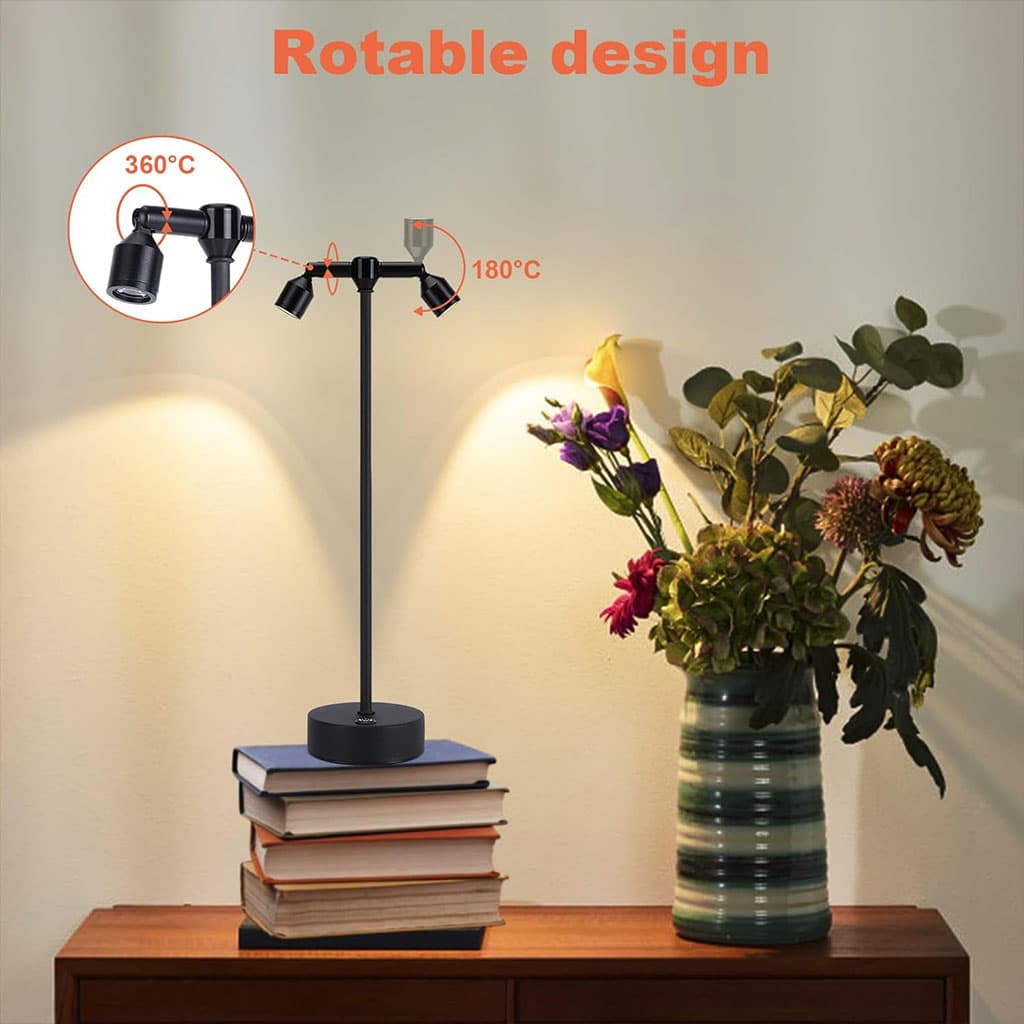 Lampe de bureau LED rétro à double tête rotative à 360 degré – مصباح مكتب بعدة أوضاع إضاءة - Décoration - صورة 6