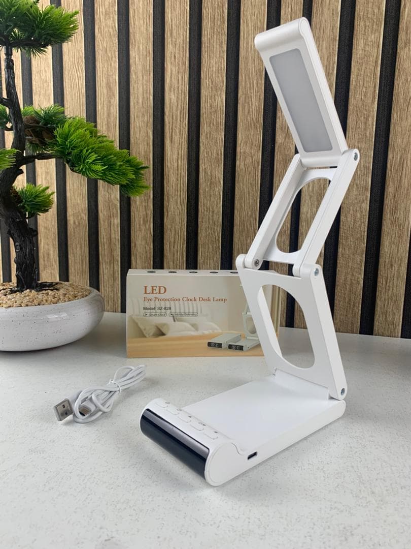 Lampe de bureau rechargeable sans fil avec réveil LED et power bank 5000 mAh – مصباح مكتب ومصباح مع شاحن متنقل - Électronique - صورة حقيقية 7