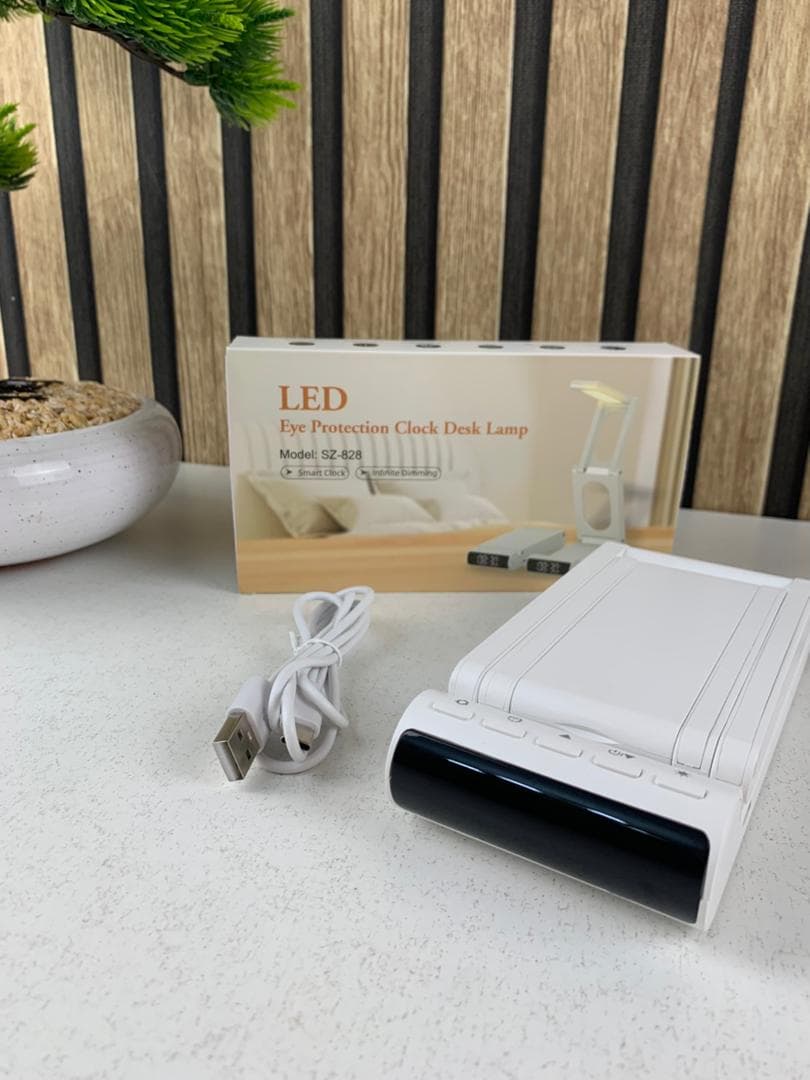 Lampe de bureau rechargeable sans fil avec réveil LED et power bank 5000 mAh – مصباح مكتب ومصباح مع شاحن متنقل - Électronique - صورة حقيقية 9