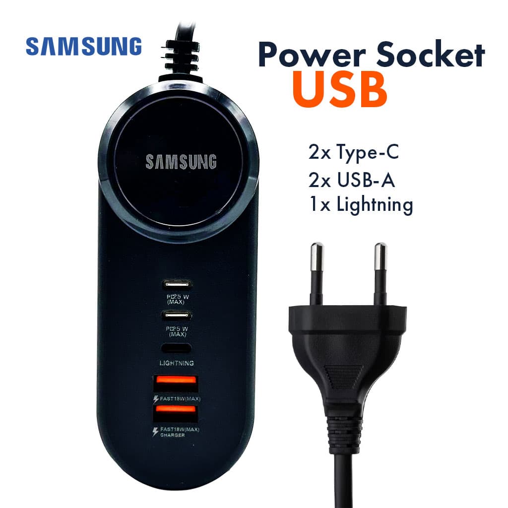 Power Socket Charge rapide Samsung, 25 W 5 Ports Type-C USB Lightning – مقبس شحن سريع سامسونغ - Électronique - صورة 1