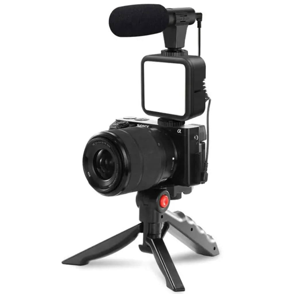 Kit d’enregistrement vidéo pour smartphone et appareil photo avec microphone à LED intégré – طقم تصورير إحترافي مع ميكروفون وإضاءة مدمجة - Électronique - صورة 3