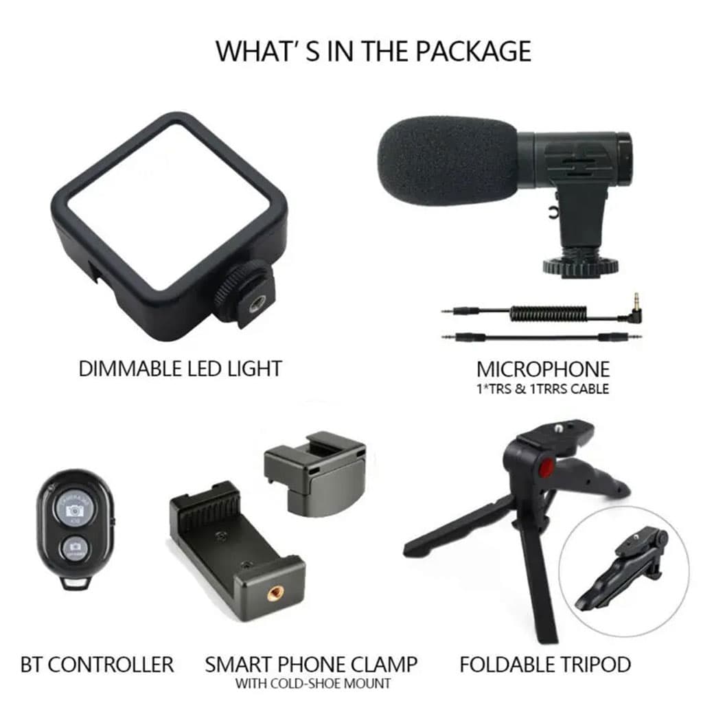Kit d’enregistrement vidéo pour smartphone et appareil photo avec microphone à LED intégré – طقم تصورير إحترافي مع ميكروفون وإضاءة مدمجة - Électronique - صورة 4
