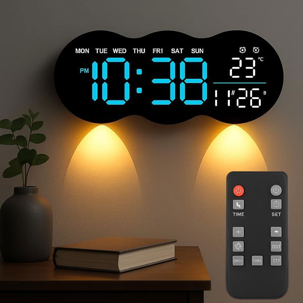 Horloge murale numérique à LED avec télécommande YX-2808 – ساعة حائط مع إضاءة مدمجة - Décoration - صورة 1