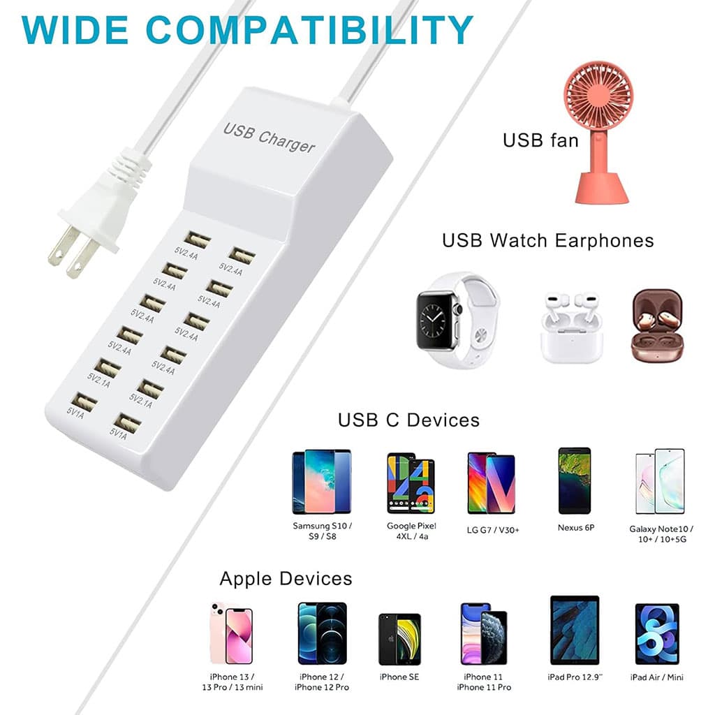Station de charge USB avec multiprise 12 ports charge rapide – مقبس طاقة متعدد المنافذ - Électronique - صورة 4