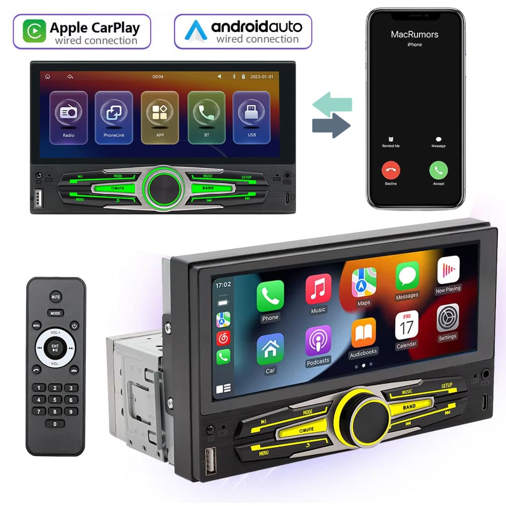 Autoradio MP5 universel pour voiture 6.86 pouces avec fonction Carplay Android Auto – جهاز راديو سيارة - Accessoires Auto/Moto - صورة 1