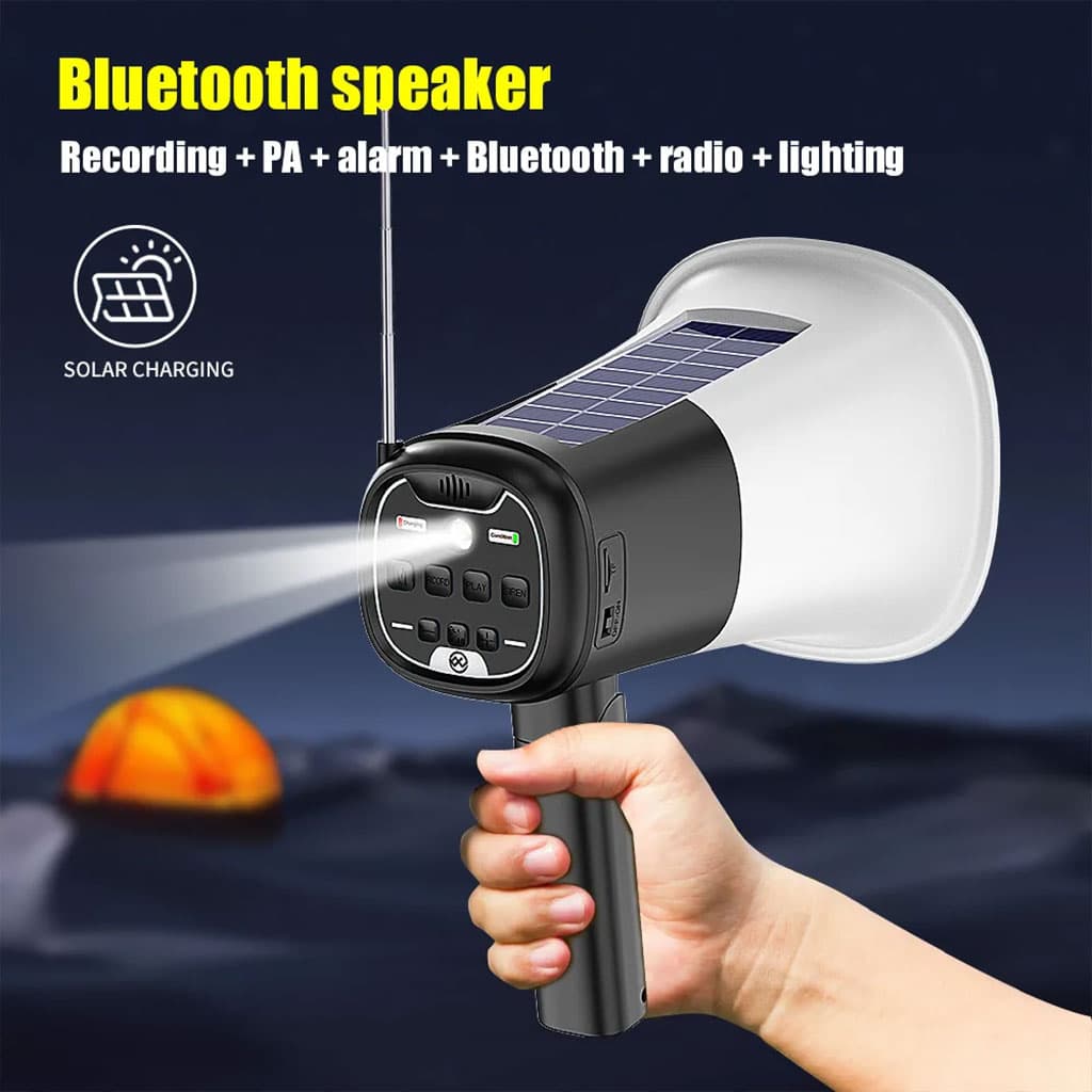 Mégaphone solaire portable pour Enregistrement en Extérieur avec Bluetooth V5.3 – مكبر صوت ومسجل بلوتوث - Électronique - صورة 6