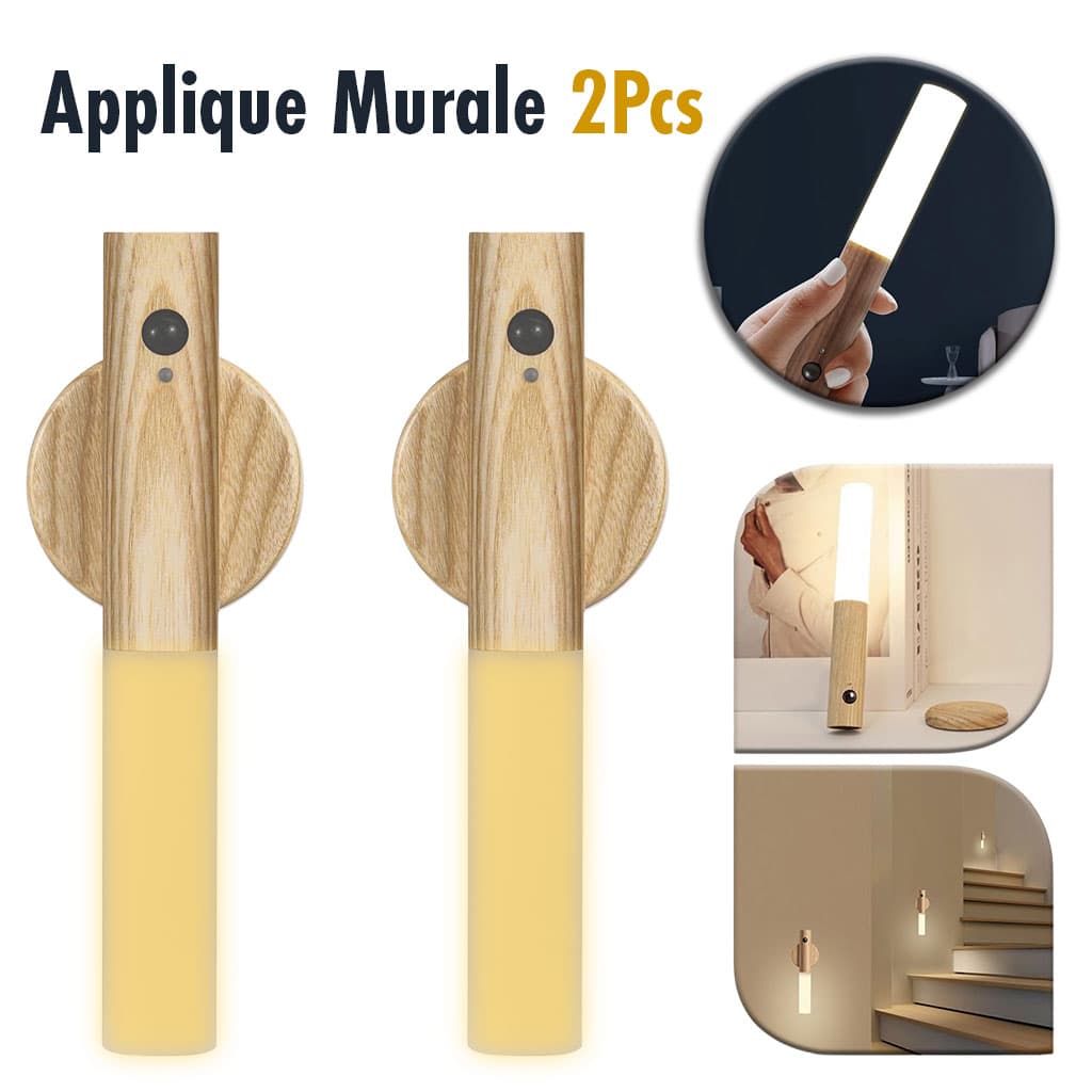 Pack 2 applique murale magnétique à détecteur de mouvement avec batterie rechargeable – طقم مصباحين بمستشعر حركة - Maison - صورة 1