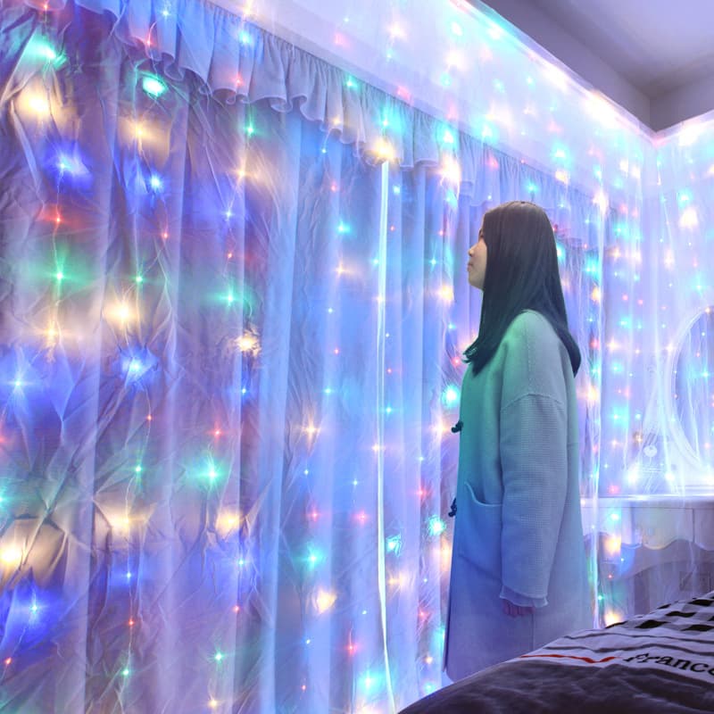 Rideau Lumineux 3\3 M 220 V pour la décoration extérieure Et des fêtes à la maison - Maison - صورة 4