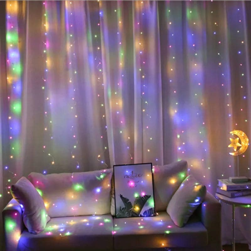 Rideau Lumineux 3\3 M 220 V pour la décoration extérieure Et des fêtes à la maison - Maison - صورة 7