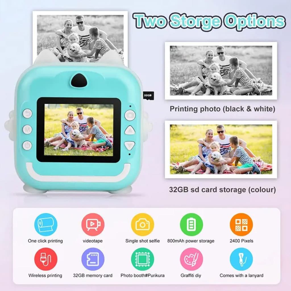 Appareil Photo Numérique HD pour Enfants avec Imprimante Thermique – كاميرة أطفال وصابعة صور فورية - Jouet & Gaming - صورة 2