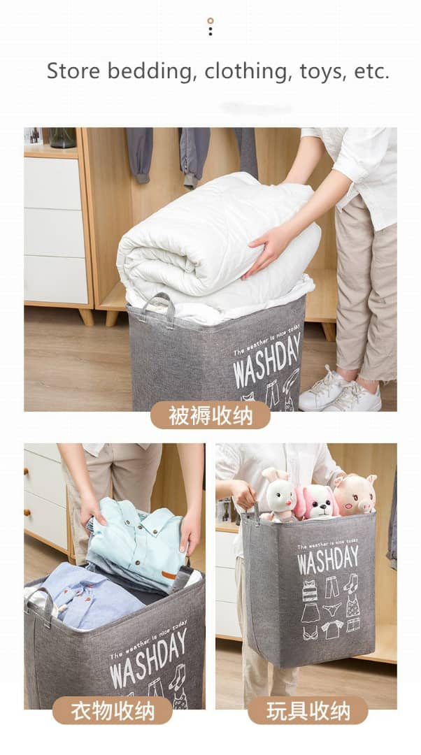 Panier à linge de grande capacité pliable pour vêtements couette, vêtements sales pour salle de bain moderne - Maison - صورة 6