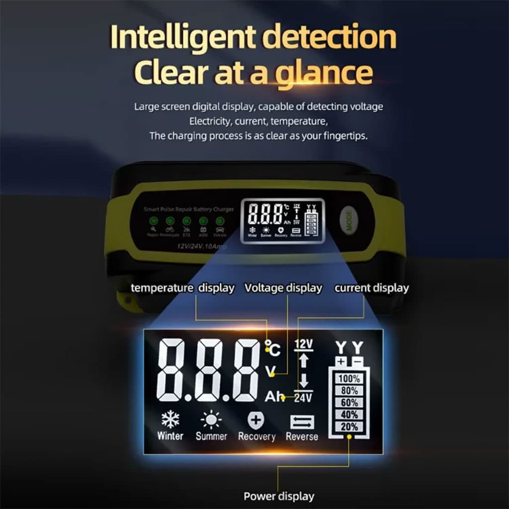 Chargeur de batterie voiture automatique intelligent 12-12v.10Amp – شاحن بطارية للسيارات - Accessoires Auto/Moto - صورة 3