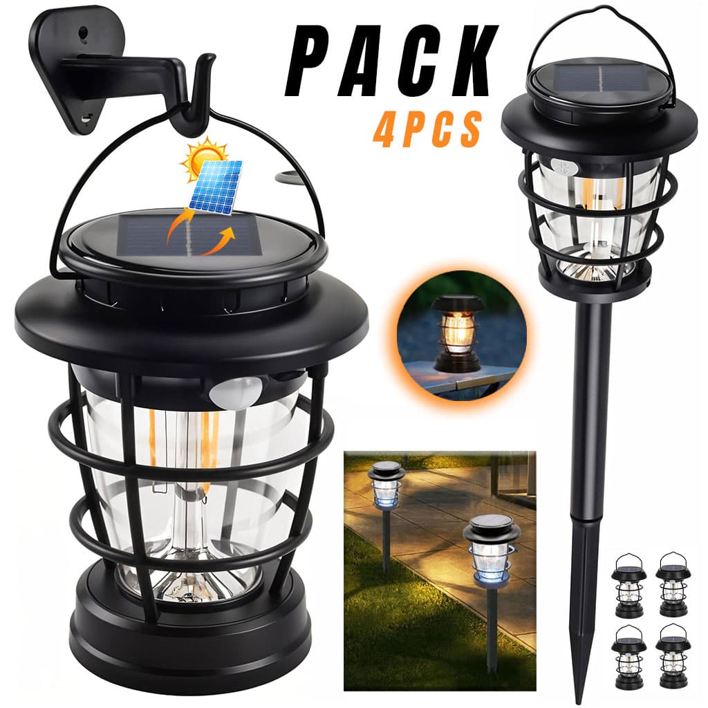 PACK X 4 Lanterne de Jardin Solaire avec Détecteur de Mouvement JF-8818 – مصباح خارجي يعمل بالطاقة الشمسية - Maison - صورة 1