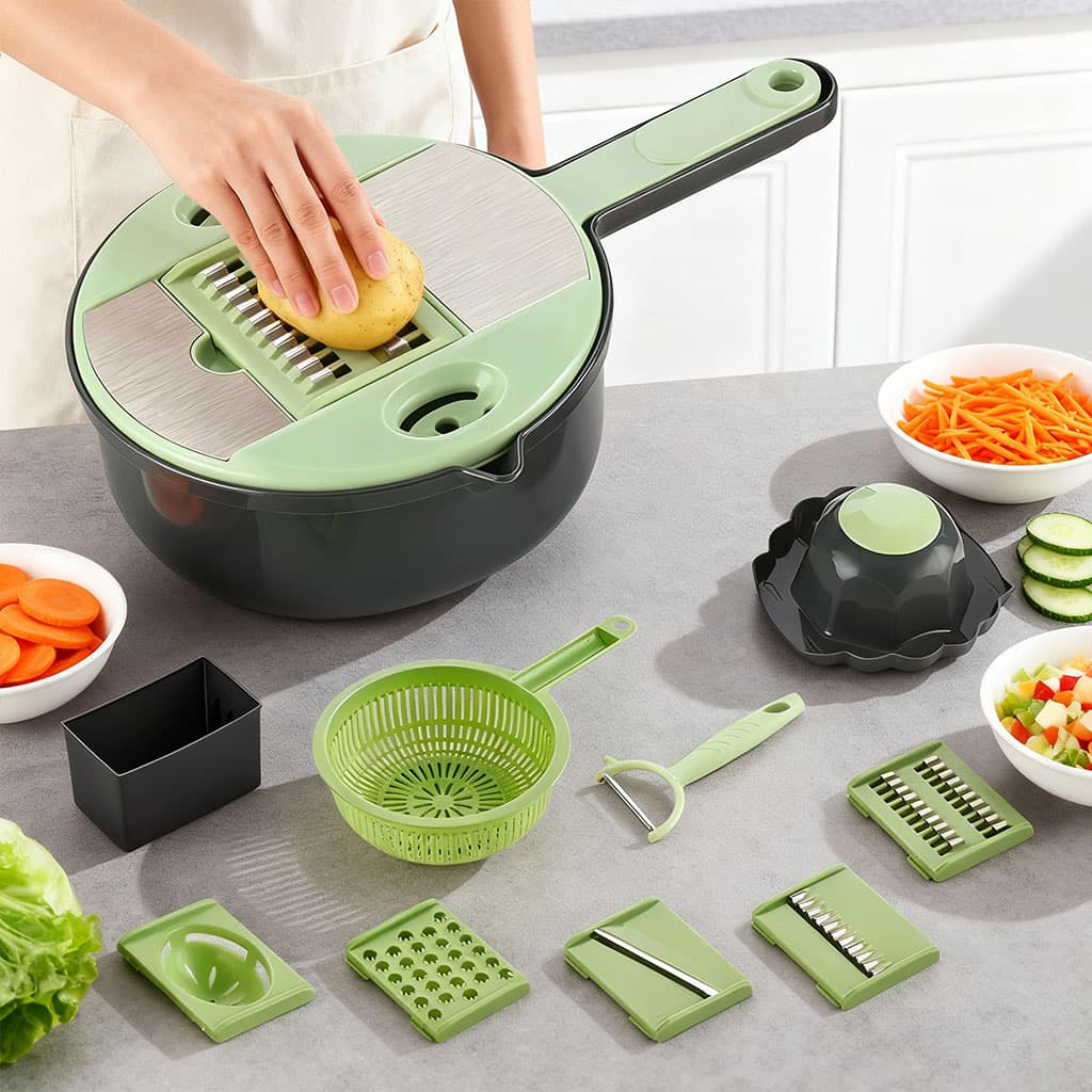 Râpe Multifonction 9en1 pour trancher les légumes – قطاعة خضر متعددة الإستعمالات - Cuisine - صورة 7