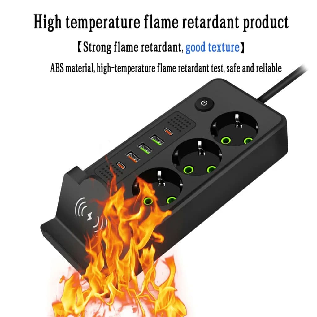 Multiprise 3 SOCKET 2500W avec USB, Type-C et chargement sans fil – مقبس طاقة وشاحن لاسلكي - Outillage et Bricolage - صورة 4