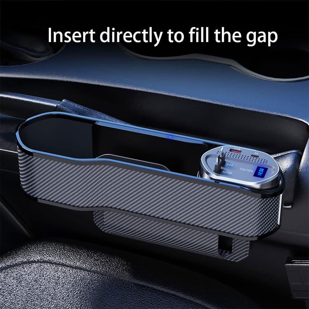 Organisateur 5 en 1 pour siège auto avec chargeur sans fil et 2 câbles télescopiques - Accessoires Auto/Moto - صورة 3