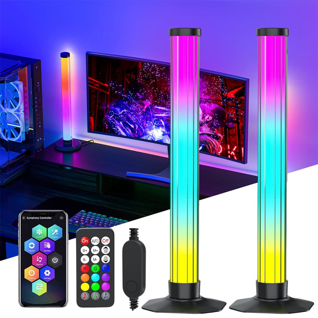 Lampes d’ambiance 2Pcs LED RVB Smart 360° avec plusieurs modes et synchronisation de la musique - Électronique - صورة 1