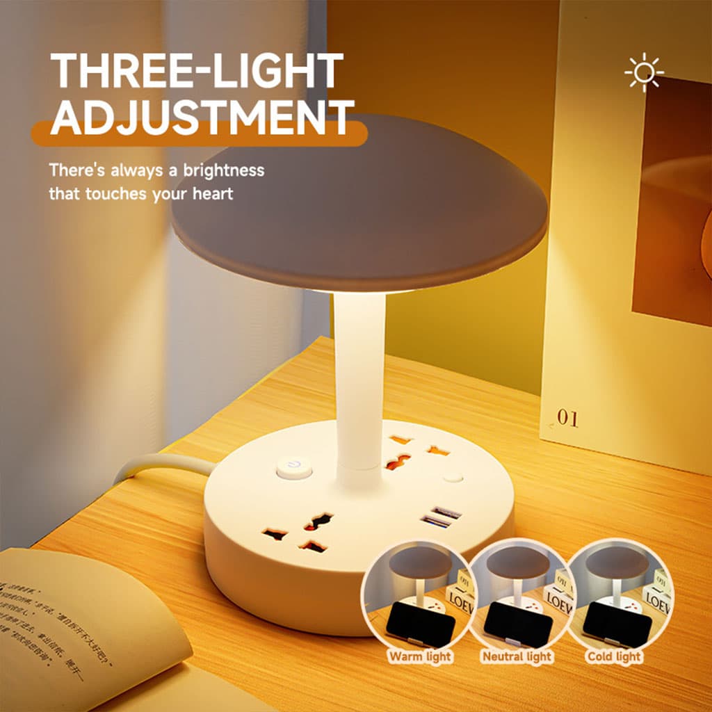 Multiprise et lampe de bureau 2500W avec USB Ports à intensité variable 3 couleurs - Électronique - صورة 1