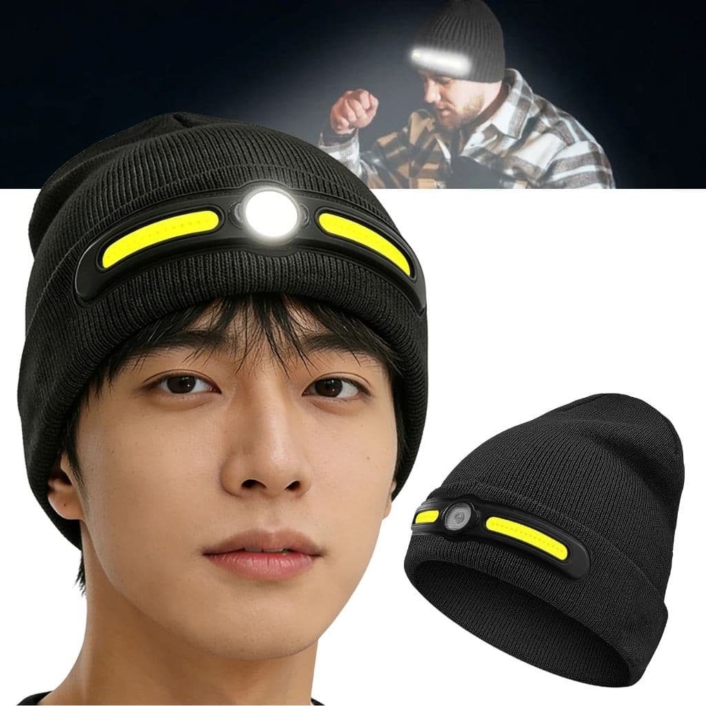 Bonnet d’hiver COB Headlight pour camping et randonnée – قبعة شتوية مزودة بمصباح أمامي - Divers - صورة 1