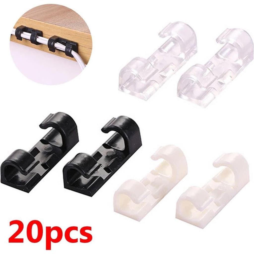 Pack 20pcs Pinces de câble auto-adhésives solides et transparents – طقم تنظيم الكابلات - Outillage et Bricolage - صورة 7