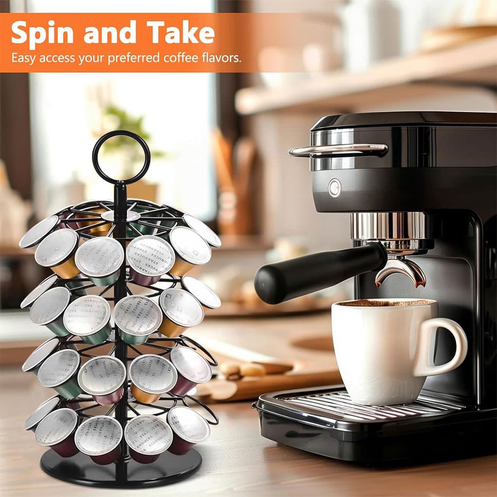 Support Présentoir de Capsules 40 PCS Rotatif 360 Degrés – حامل كبسولات القهوة - Cuisine - صورة 4