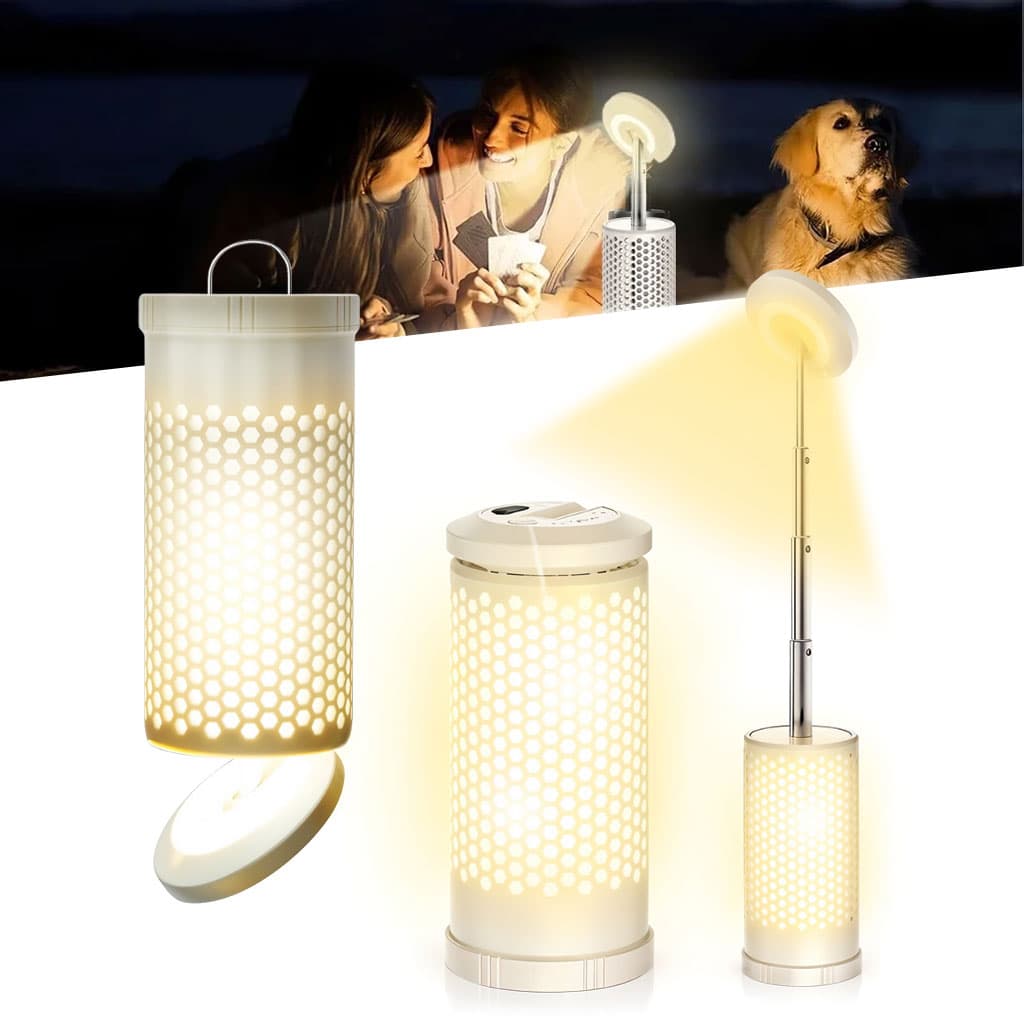 Lampe de camping design en nid d’abeille avec 3 couleurs variable rechargeable - Camping et Randonnée - صورة 1