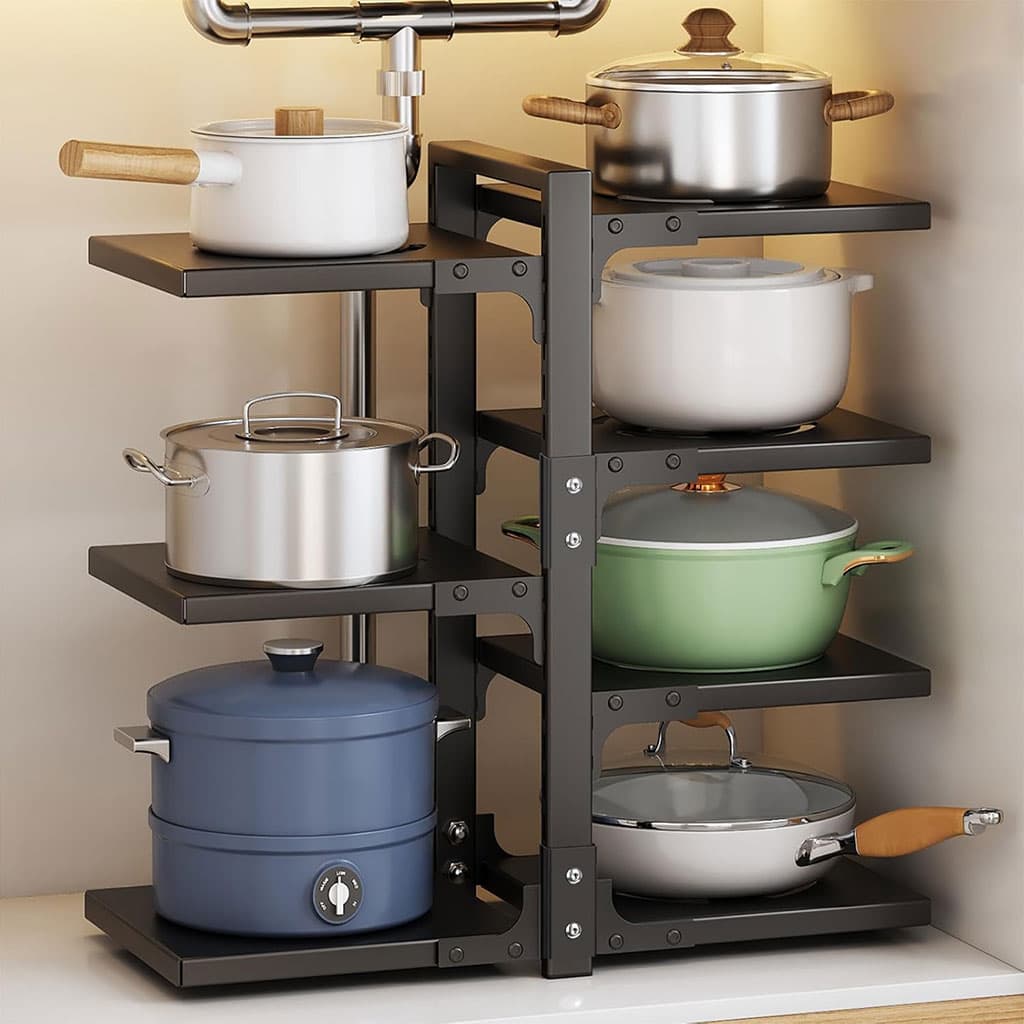 Organisateur de casseroles à fixer sous un meuble robuste et réglable à 7 niveaux – منظم أواني - Cuisine - صورة 1
