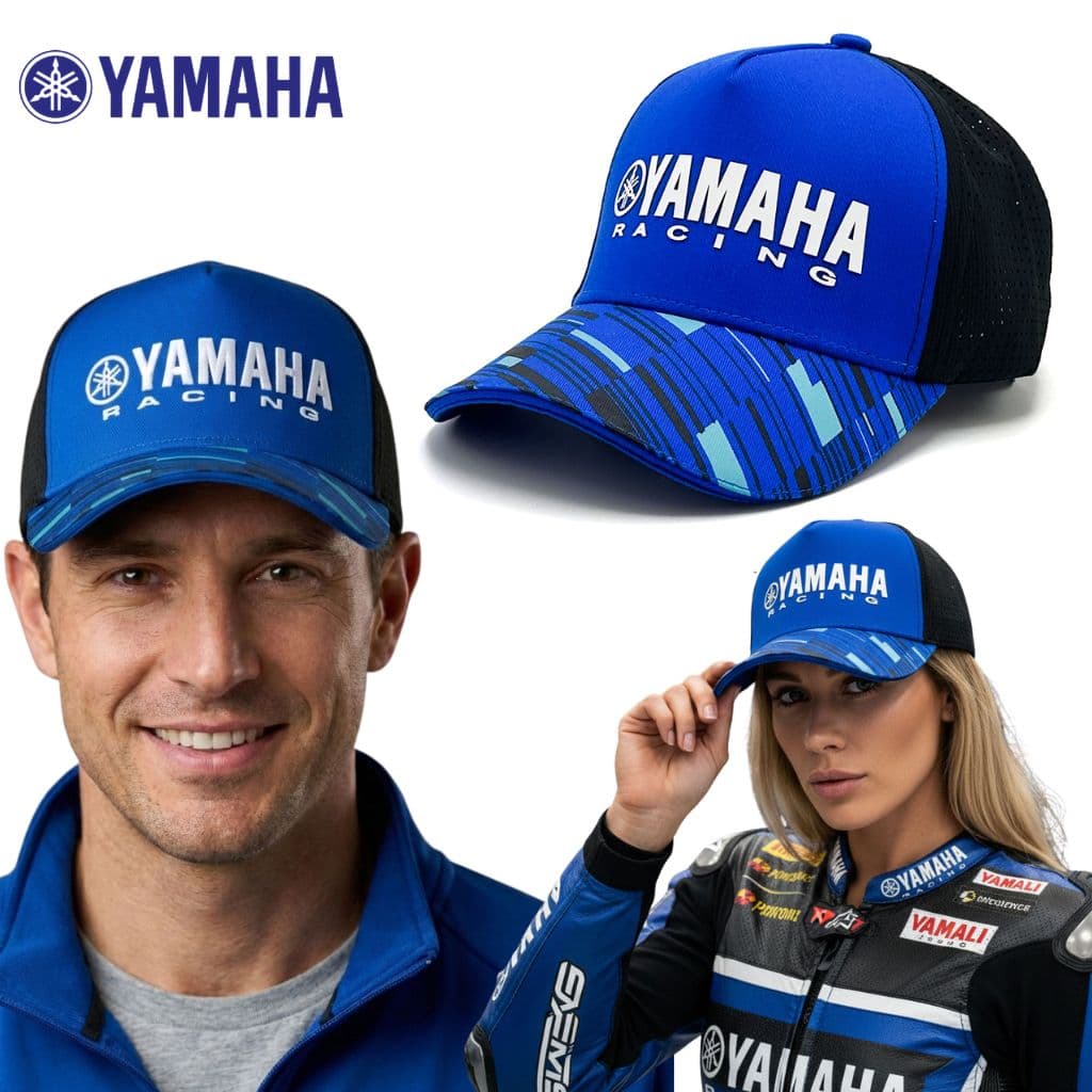 Casquette Yamaha Racing Bleu et Noire avec Filet Respirant Unisexe – قبعة رياضية جودة عالية - Accessoires - صورة 1