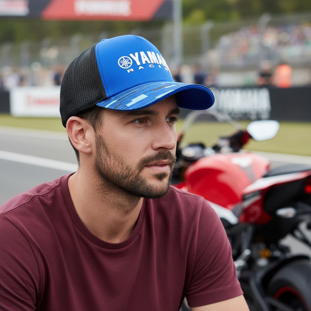Casquette Yamaha Racing Bleu et Noire avec Filet Respirant Unisexe – قبعة رياضية جودة عالية - Accessoires - صورة 6