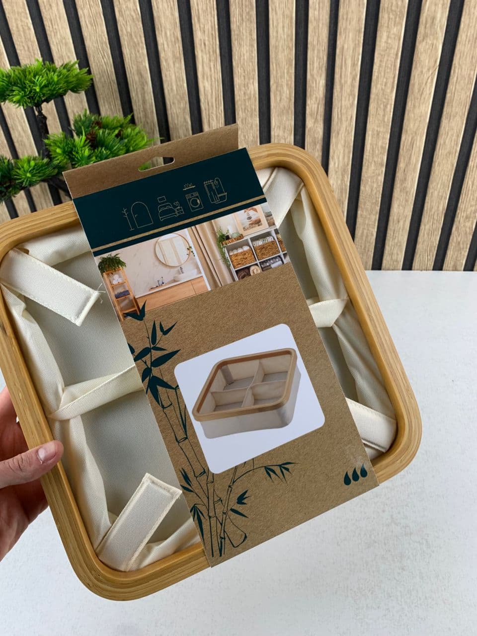 Panier de rangement pour salle de bain en feutre tissé 4 compartiments – سلة تنظيم الأغراض في الحمام - Maison - صورة حقيقية 8
