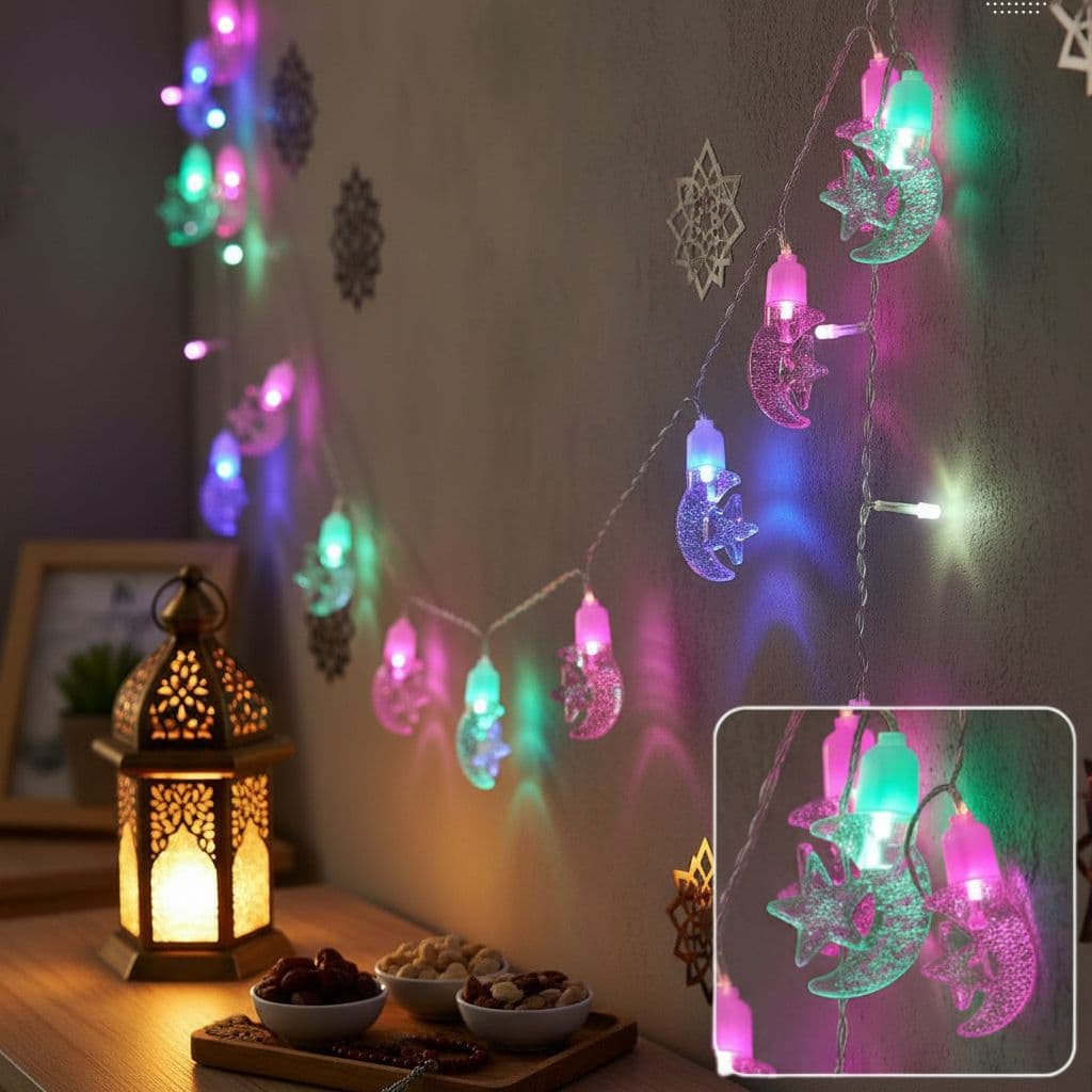 Guirlande Cristallisée Lumineuse Ramadan – أضواء متدلية كريستالية رمضانية من 3 أمتار - Décoration - صورة 1