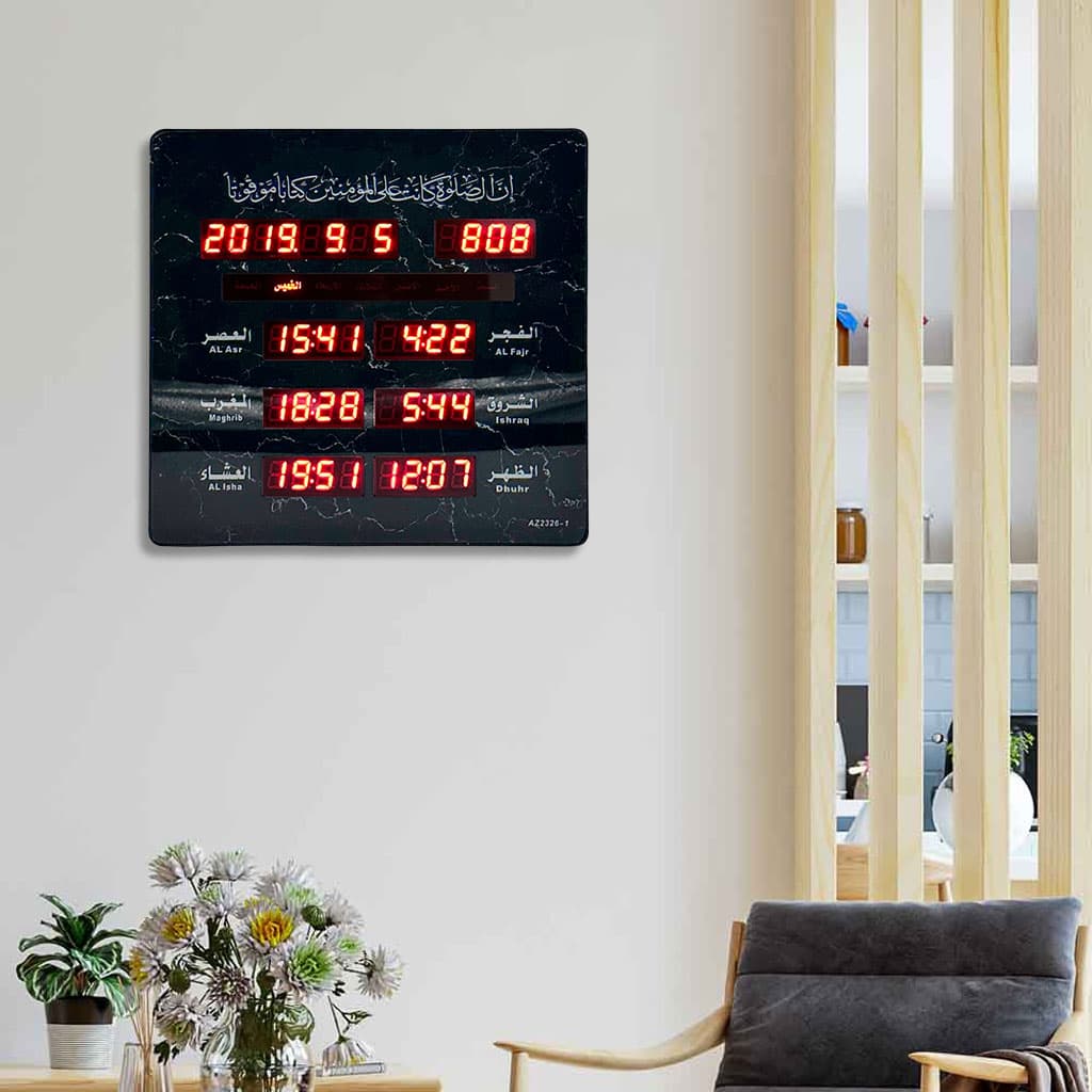 Horloge Islamic Digitale LED avec Heures de Prière AZ2326 – ساعة رقمية إلكترونية لمواقيت الصلاة - Décoration - صورة 3