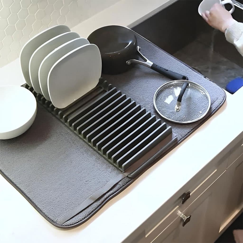 Serviette absorbant en fibres microscopiques avec une base amovible pour vaisselles – منشفة تنشيف و تجفيف الأواني - Cuisine - صورة 5