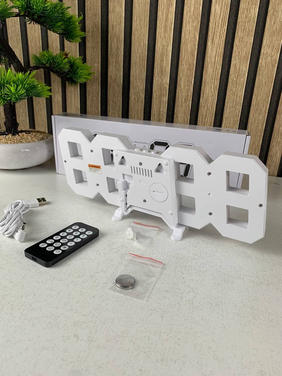 Horloge Murale numérique LED Blanche 3D GH0720L – ساعة رقمية تصميم ثلاثي الأبعاد - Électronique - صورة حقيقية 10