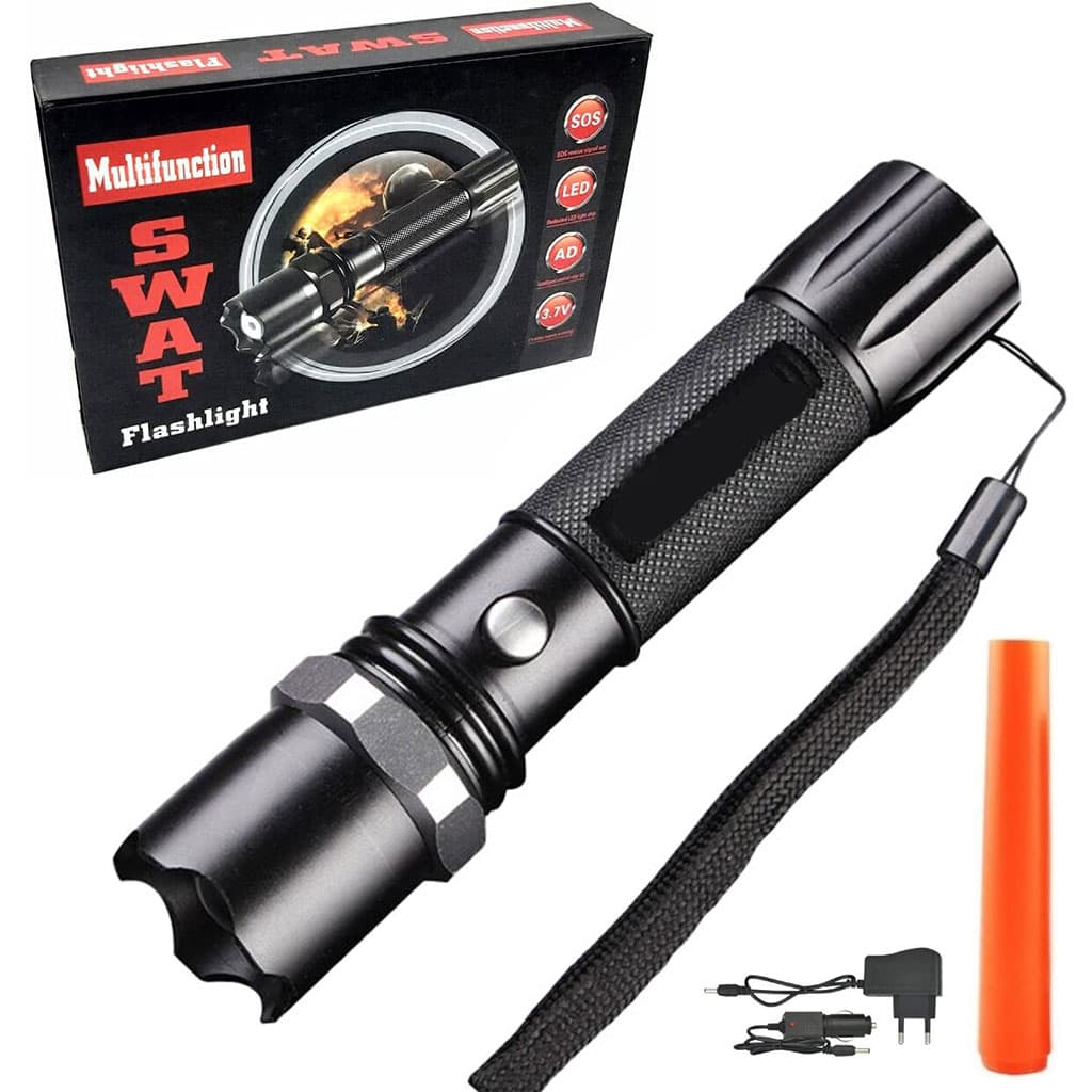 Lampe Torche LED SWAT Multifonction Zoom Réglable et 3 Modes d’Éclairage – مصباح يدوي قابل للشحن - Camping et Randonnée - صورة 1