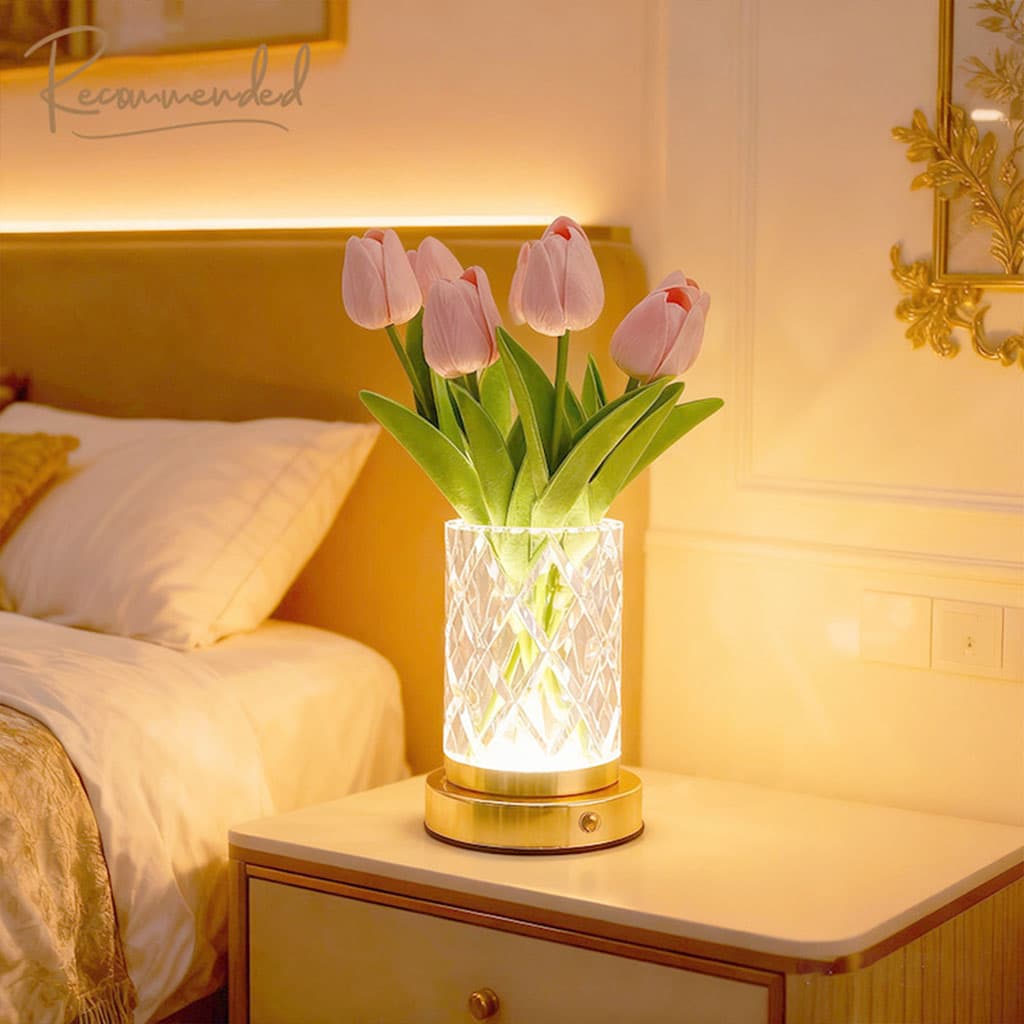 Vase Lumineux LED Tactile en Cristal Couleurs RGB Rechargeable - فازة كريستال مضيئة - Décoration - صورة 1