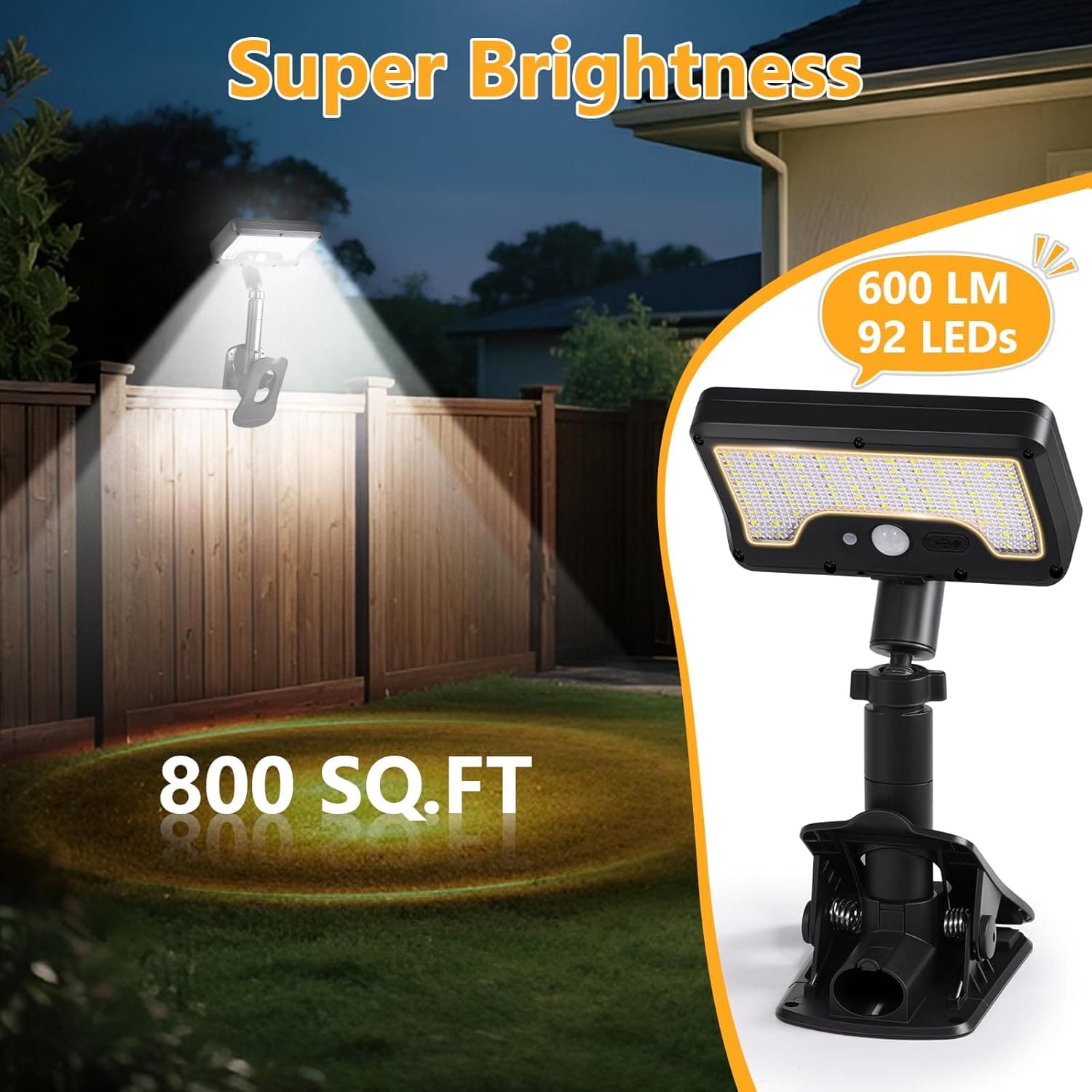 Applique murale solaire LED à Clip avec détecteur de mouvements YX-672L-1 - مصباح كشاف مع حساس حركة - Maison - صورة 2
